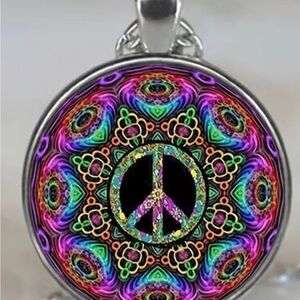 Colorful Peace Sign Pendant Necklace
